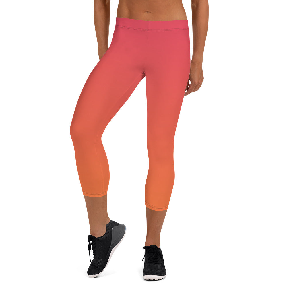 Melted Sunset Women's Capri Leggings - FLAKOUT