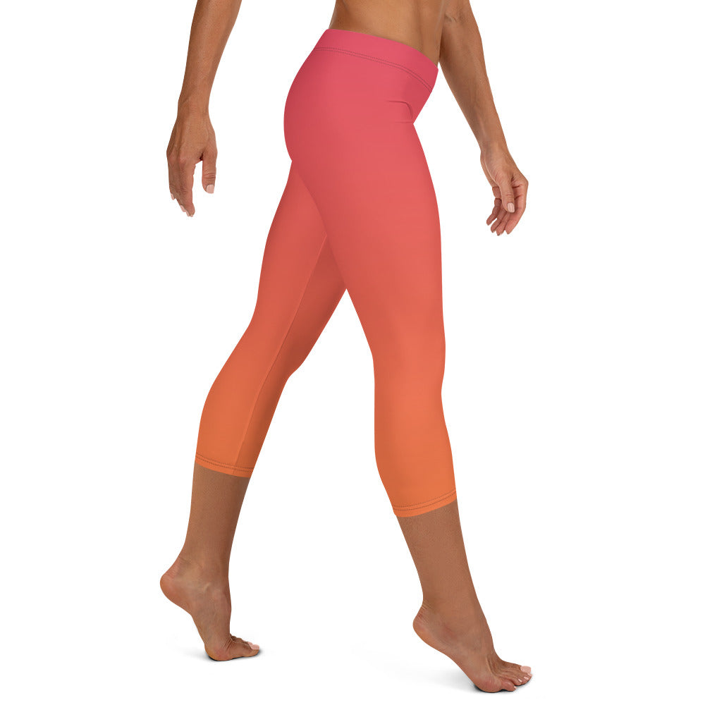 Melted Sunset Women's Capri Leggings - FLAKOUT