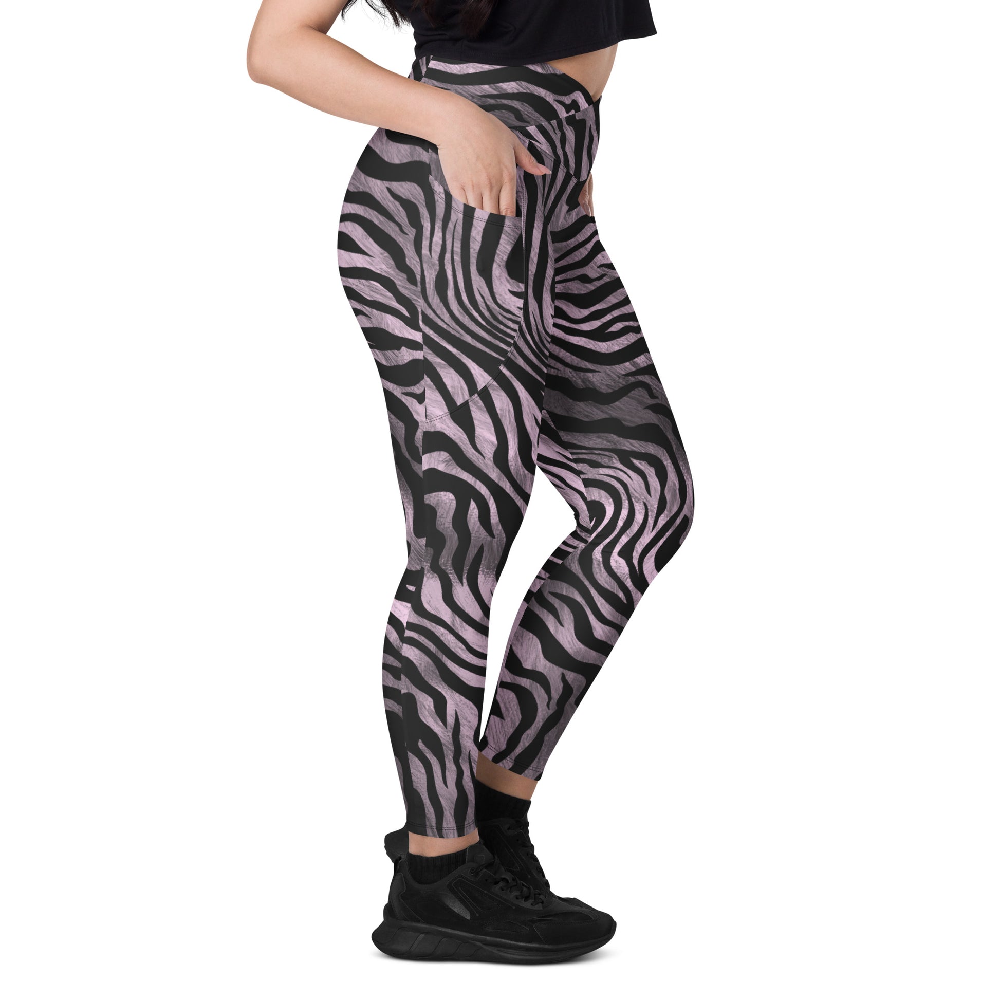 Zebralis Women's Recycled Crossover Leggings With Pockets - FLAKOUT