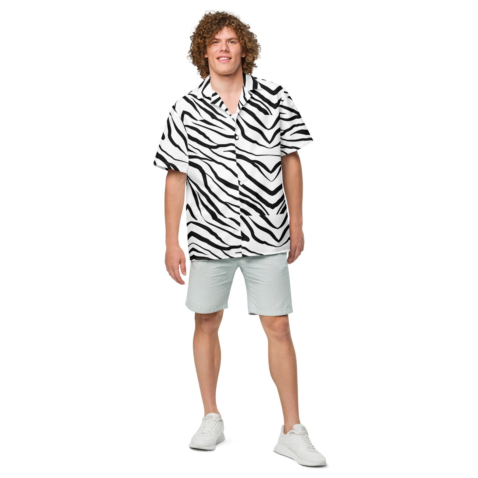 Striped Zebra Vibrance Button Shirt - FLAKOUT