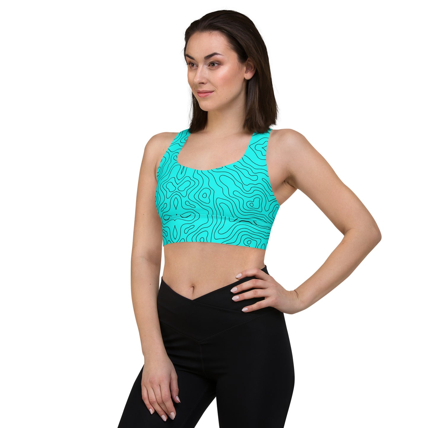 Blue Abyss Women's Longline Sports Bra - FLAKOUT