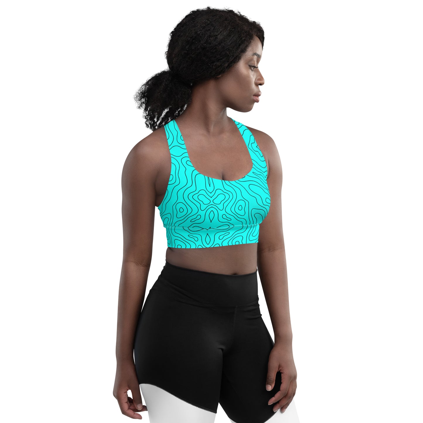 Blue Abyss Women's Longline Sports Bra - FLAKOUT